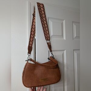 Wrangler Brown Crossbody Bag with Patterned Strap